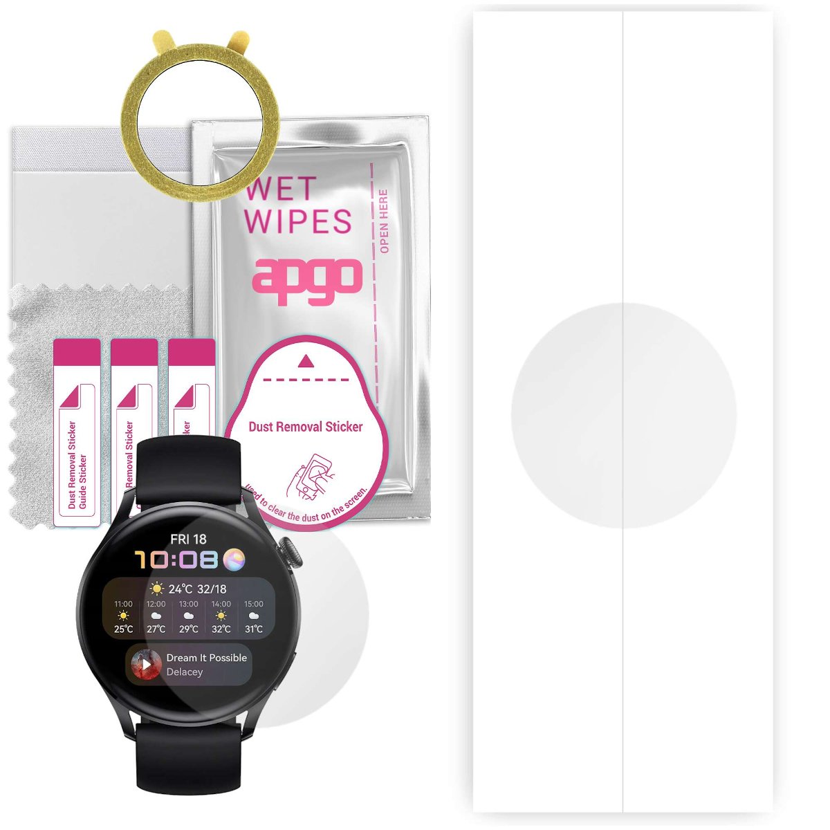 1x Folia hydrożelowa do Huawei Watch 3 Active - apgo Smartwatch Hydrogel Protection Ochrona na ekran smartwatcha