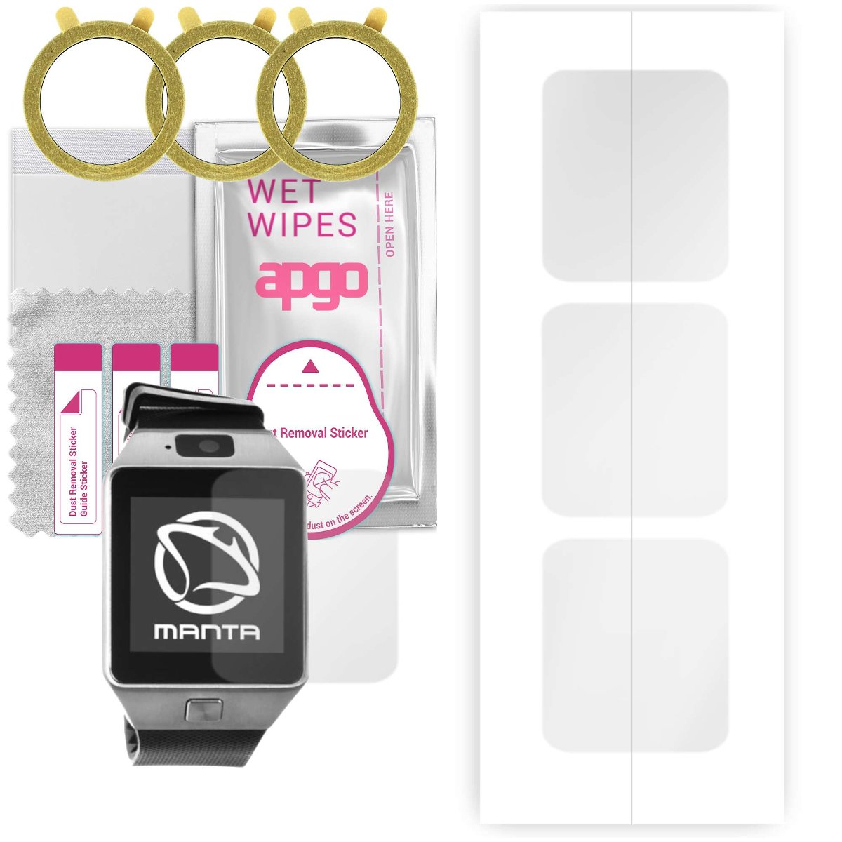 3x Folia hydrożelowa do Manta MA427 - apgo Smartwatch Hydrogel Protection Ochrona na ekran smartwatcha