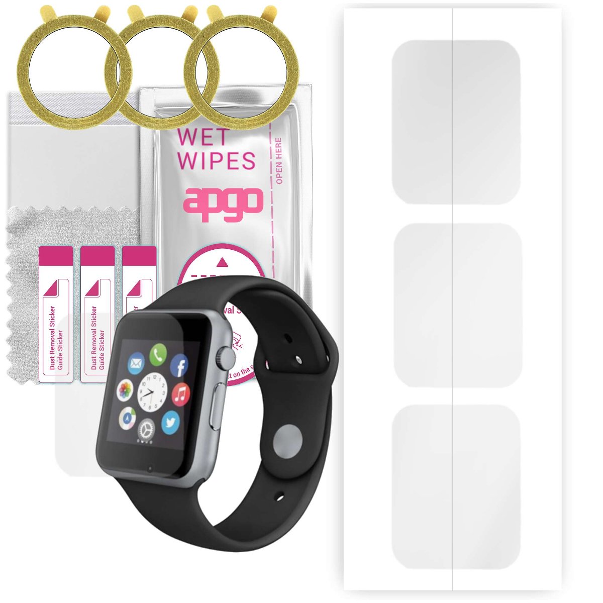 3x Folia hydrożelowa do Manta MA428 - apgo Smartwatch Hydrogel Protection Ochrona na ekran smartwatcha