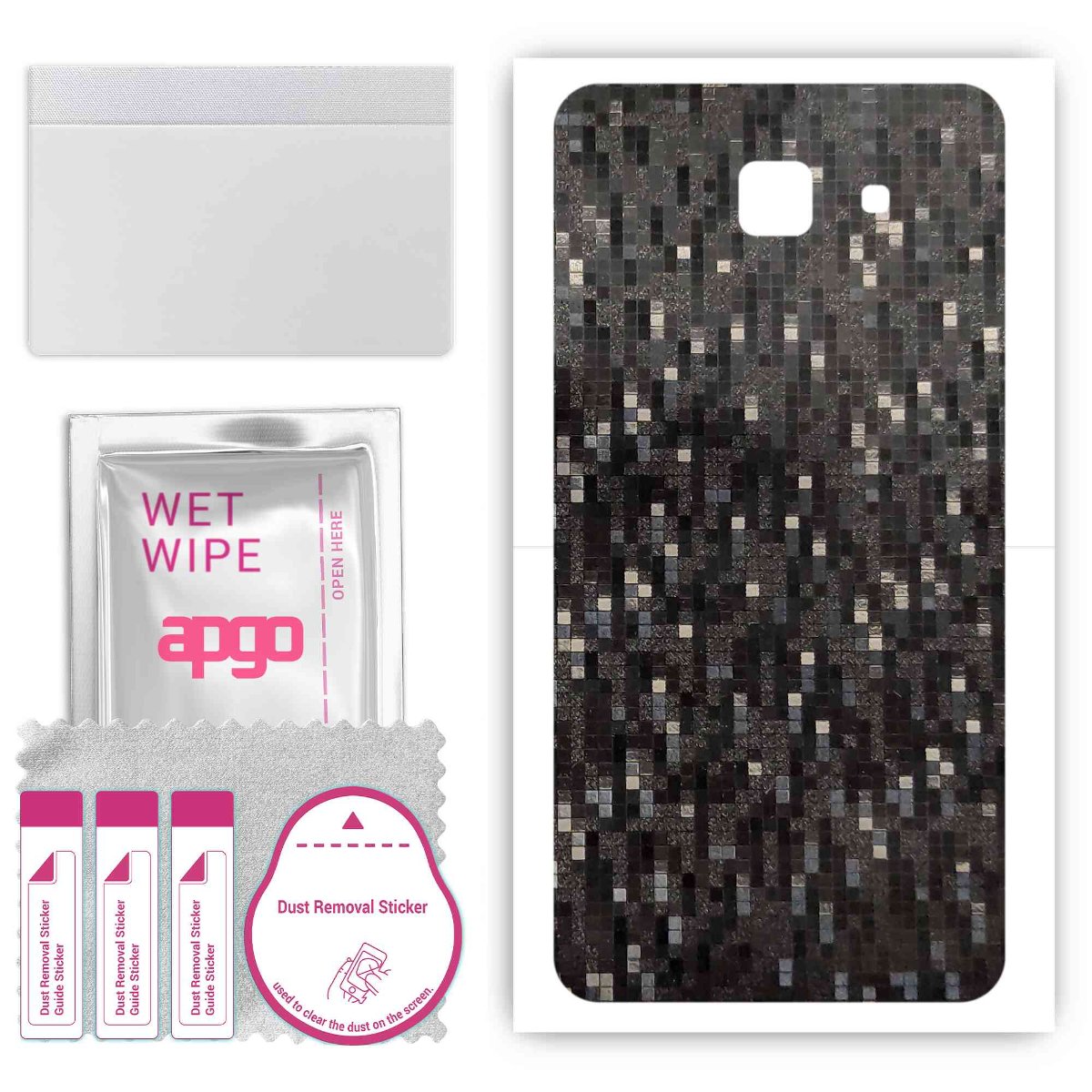 Folia naklejka skórka strukturalna na TYŁ do Samsung Galaxy J7 Max -  Carbon Pixel Czarny - apgo SKINS