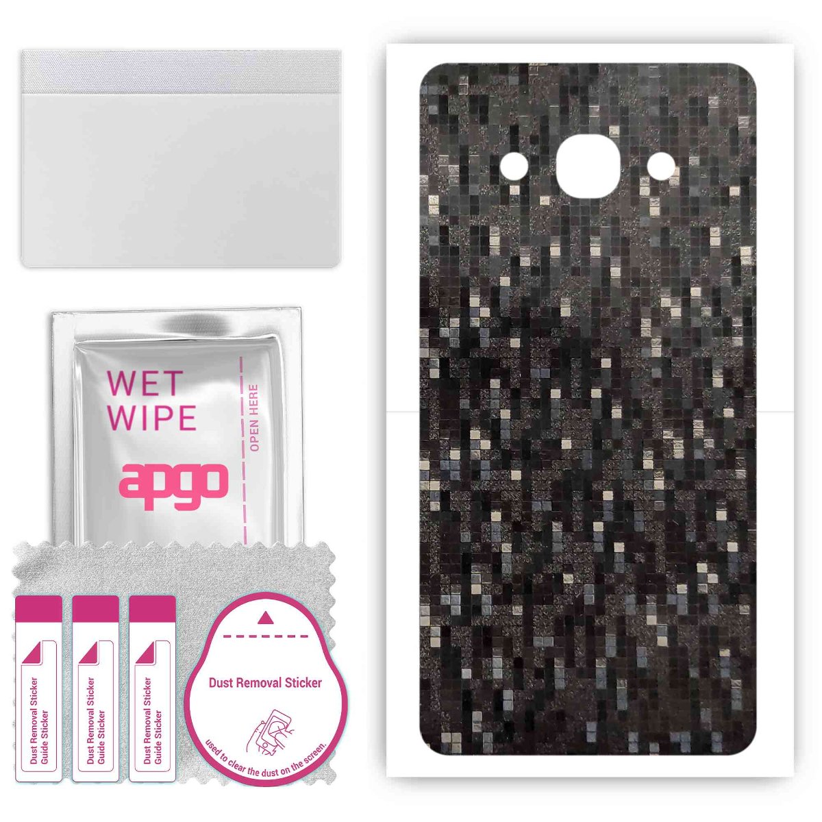 Folia naklejka skórka strukturalna na TYŁ do Samsung Galaxy J7 Neo -  Carbon Pixel Czarny - apgo SKINS