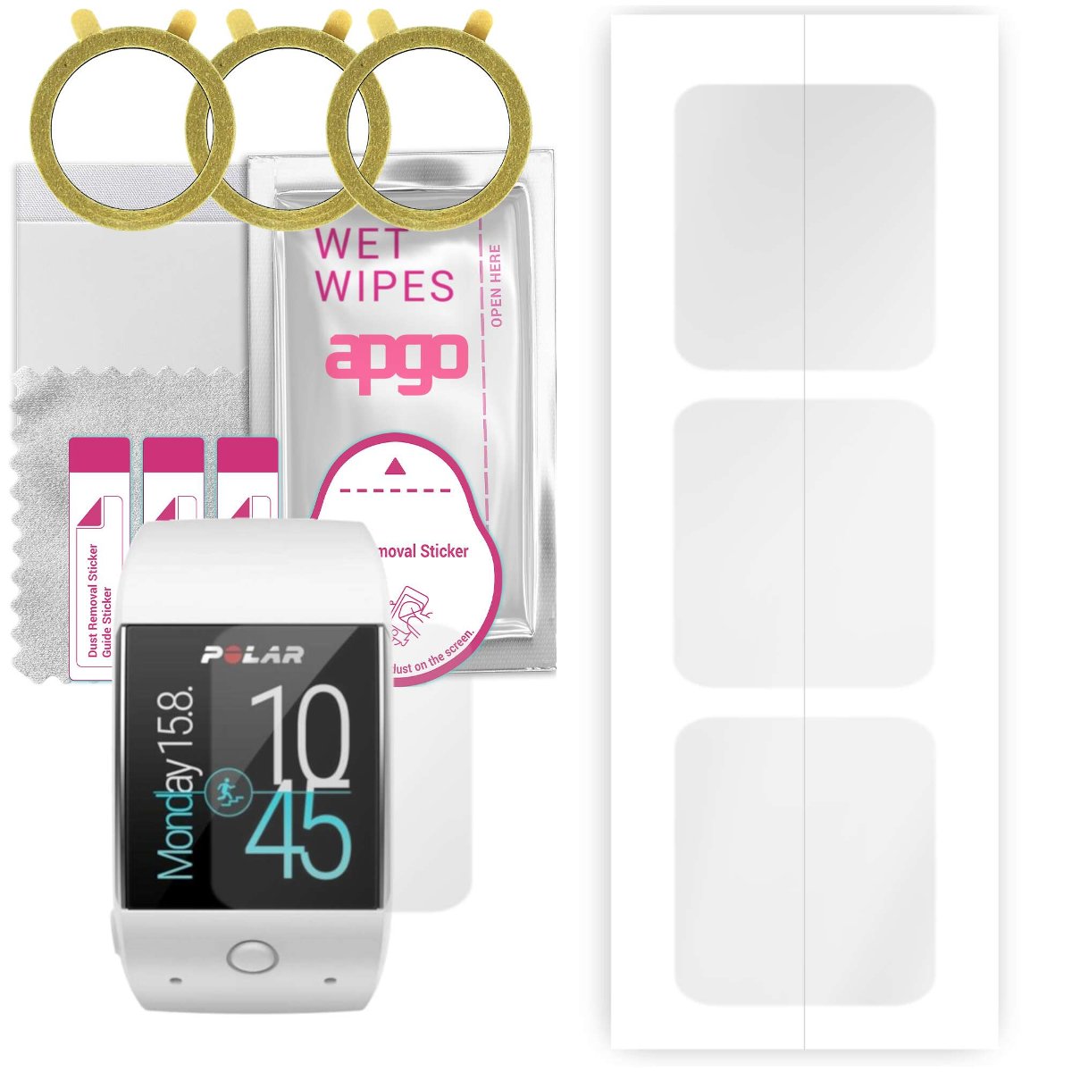 3x Folia hydrożelowa do Polar M600 - apgo Smartwatch Hydrogel Protection Ochrona na ekran smartwatcha