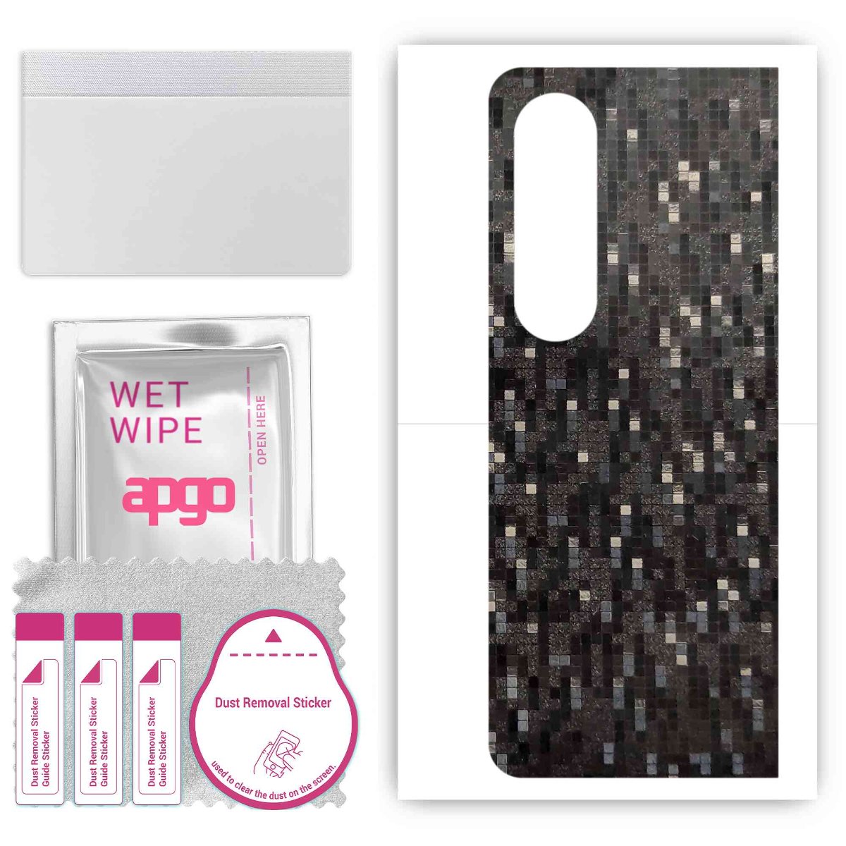 Folia naklejka skórka strukturalna na TYŁ do Samsung Galaxy Z Fold4 -  Carbon Pixel Czarny - apgo SKINS