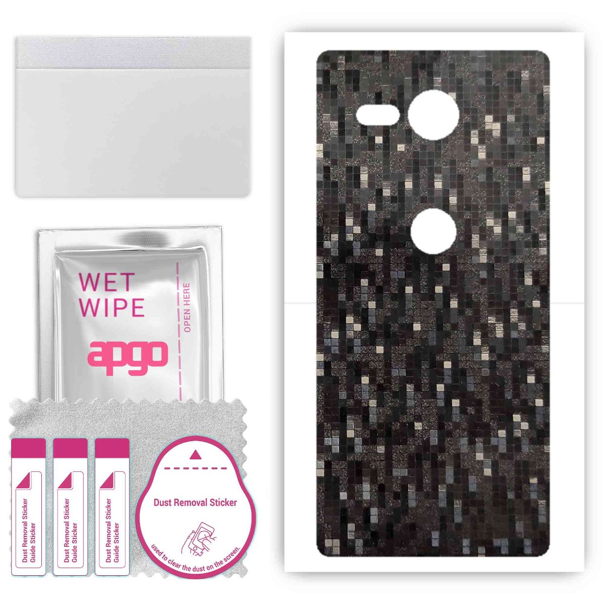 Folia naklejka skórka strukturalna na TYŁ do Sony Xperia XZ2 Compact -  Carbon Pixel Czarny - apgo SKINS