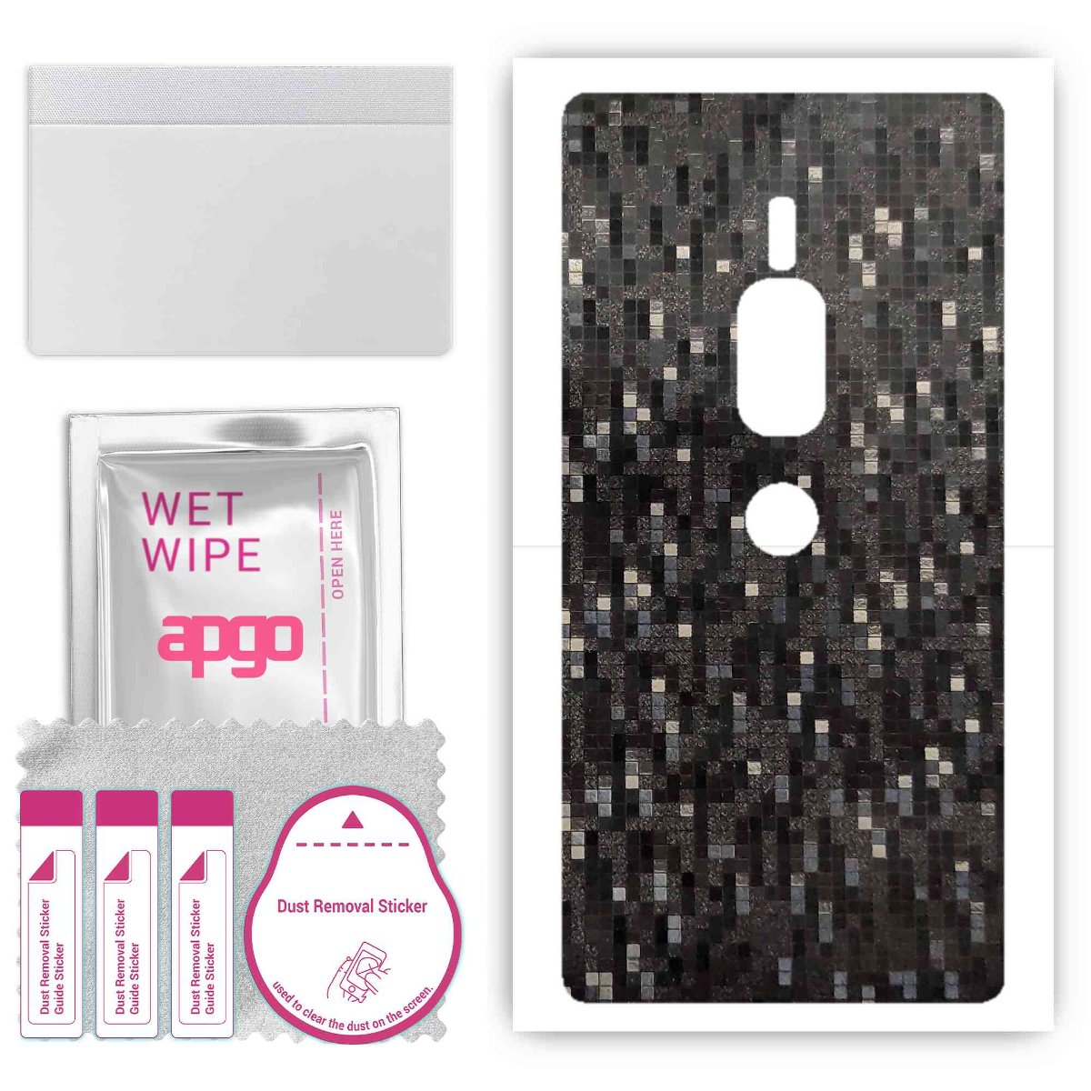 Folia naklejka skórka strukturalna na TYŁ do Sony Xperia XZ2 Premium -  Carbon Pixel Czarny - apgo SKINS