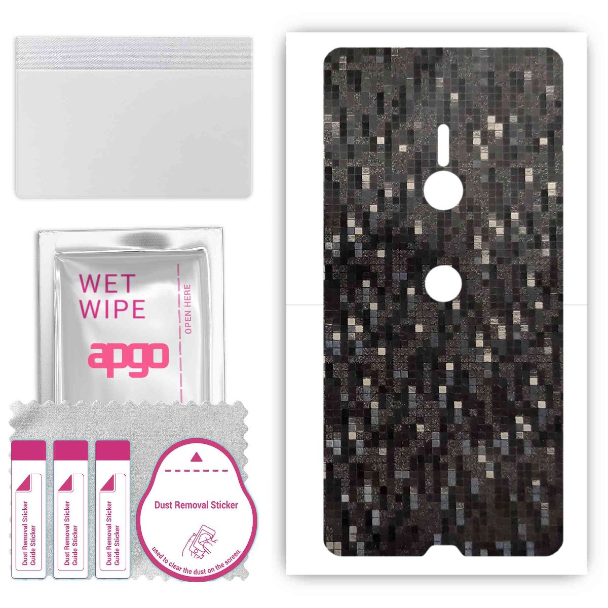 Folia naklejka skórka strukturalna na TYŁ do Sony Xperia XZ3 -  Carbon Pixel Czarny - apgo SKINS