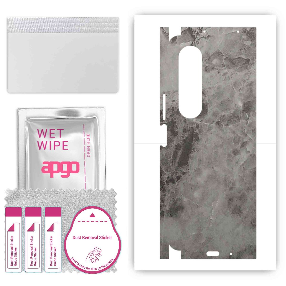 Folia naklejka skórka strukturalna na TYŁ+BOKI do Samsung Galaxy Z Fold4 -  Marmur Czarny - apgo SKINS