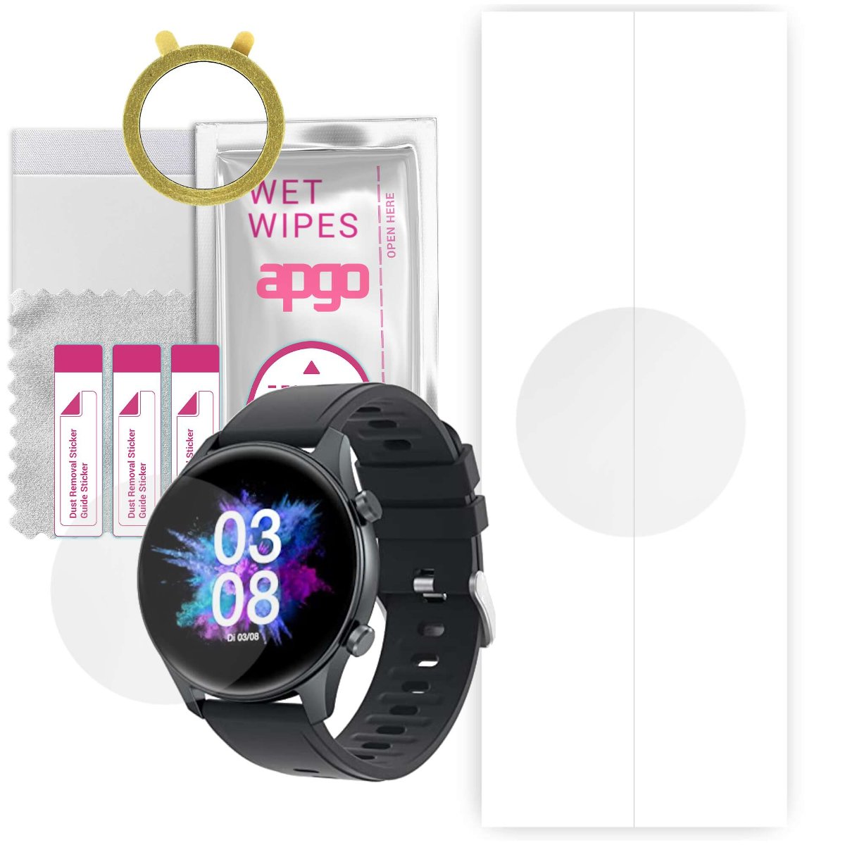 1x Folia hydrożelowa do TouchElex TGW008  - apgo Smartwatch Hydrogel Protection Ochrona na ekran smartwatcha