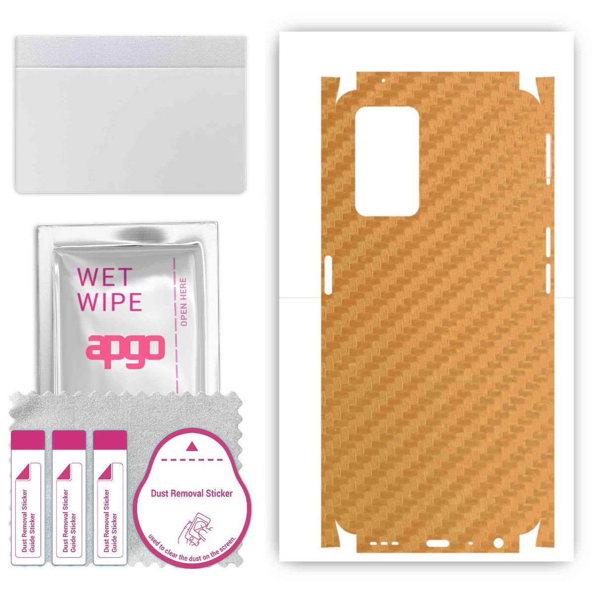 Folia naklejka skórka strukturalna na TYŁ+BOKI do Oppo A96 4G -  Carbon Złoty - apgo SKINS