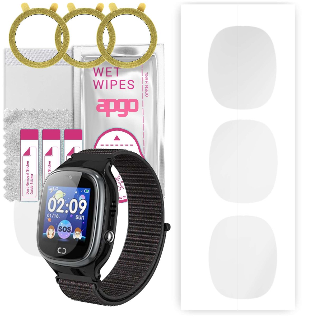 3x Folia hydrożelowa do Pthtechus PTH-X7 GM  - apgo Smartwatch Hydrogel Protection Ochrona na ekran smartwatcha