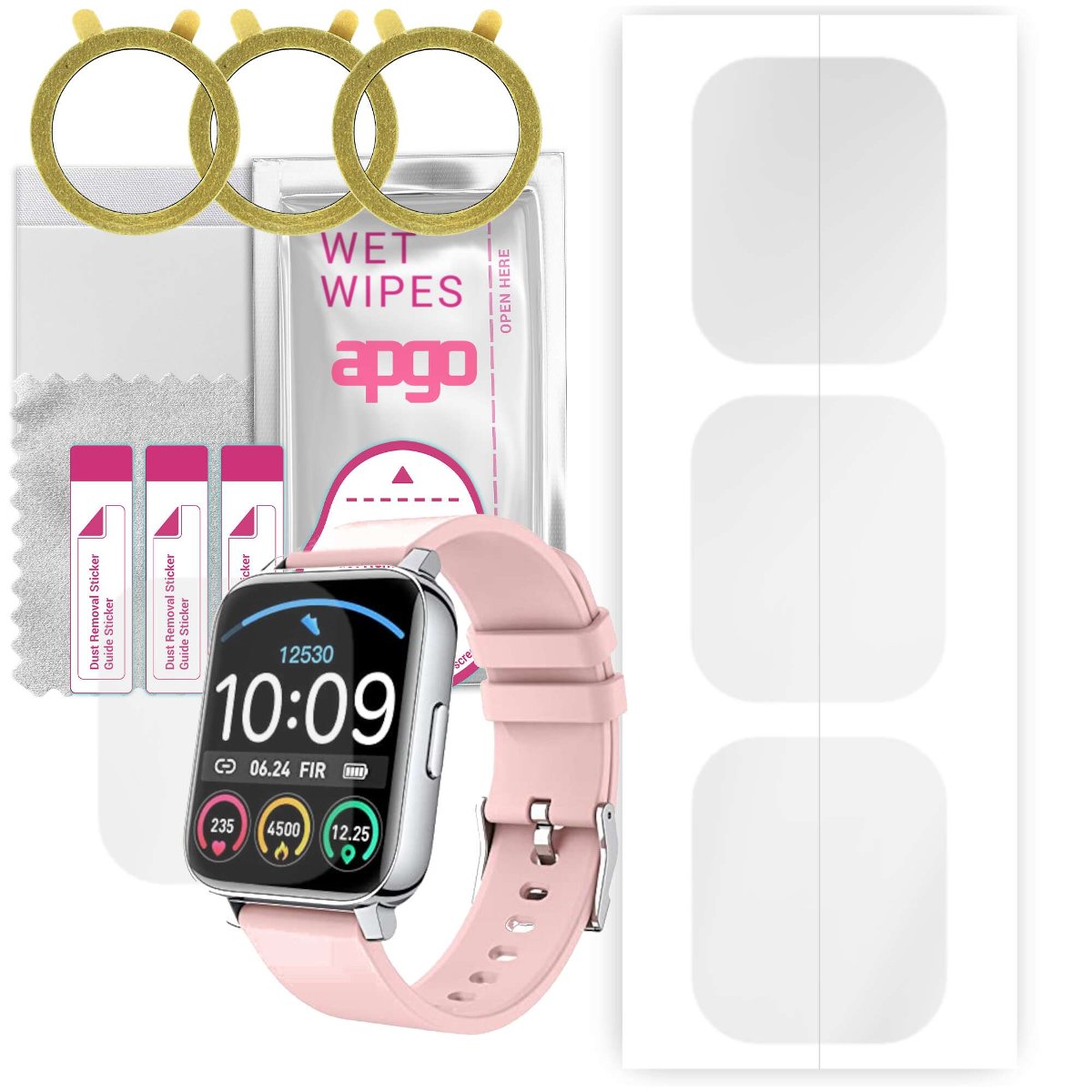 3x Folia hydrożelowa do Rinsmola P36B  - apgo Smartwatch Hydrogel Protection Ochrona na ekran smartwatcha