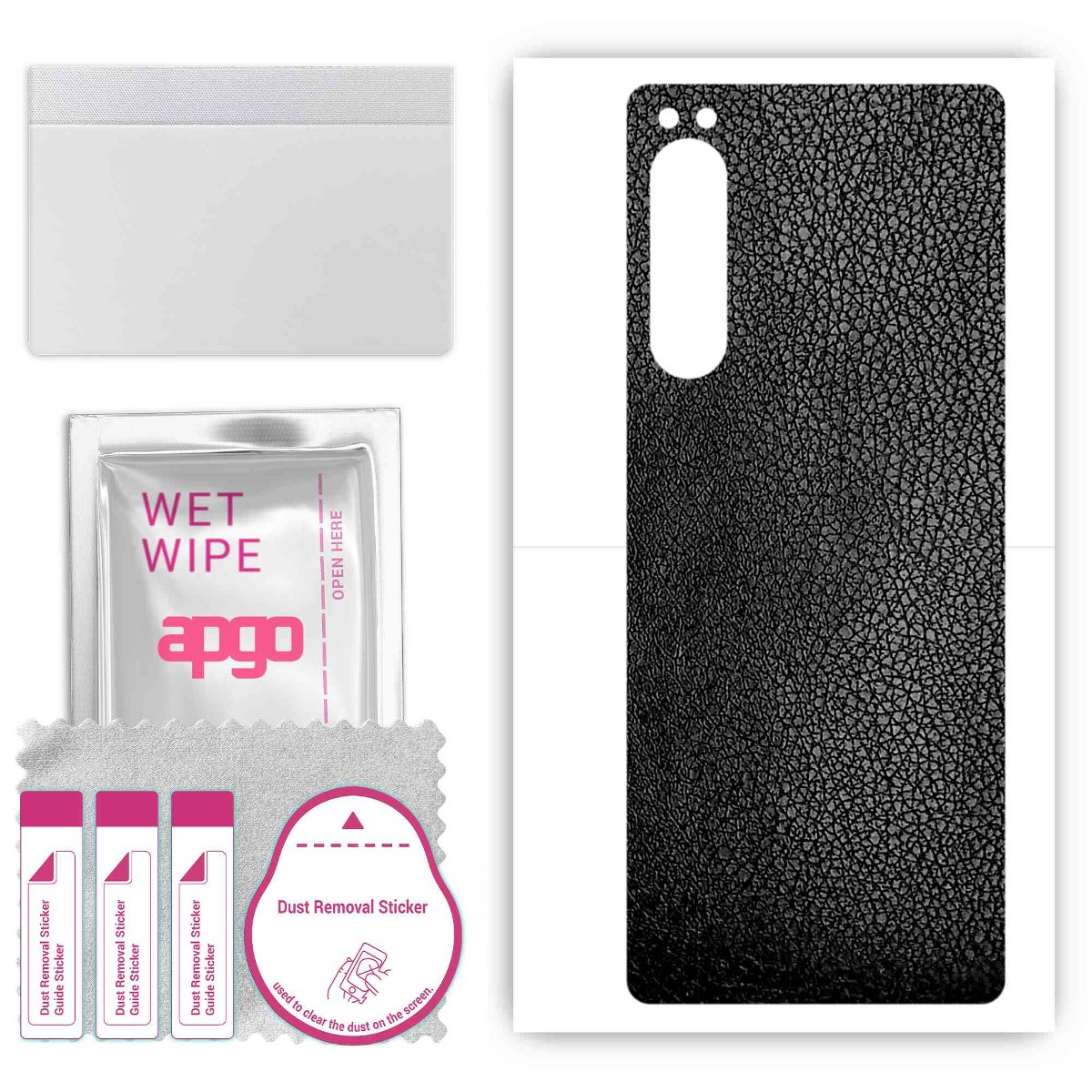 Folia naklejka skórka strukturalna na TYŁ do Sony Xperia 5 IV -  Skóra Czarna - apgo SKINS