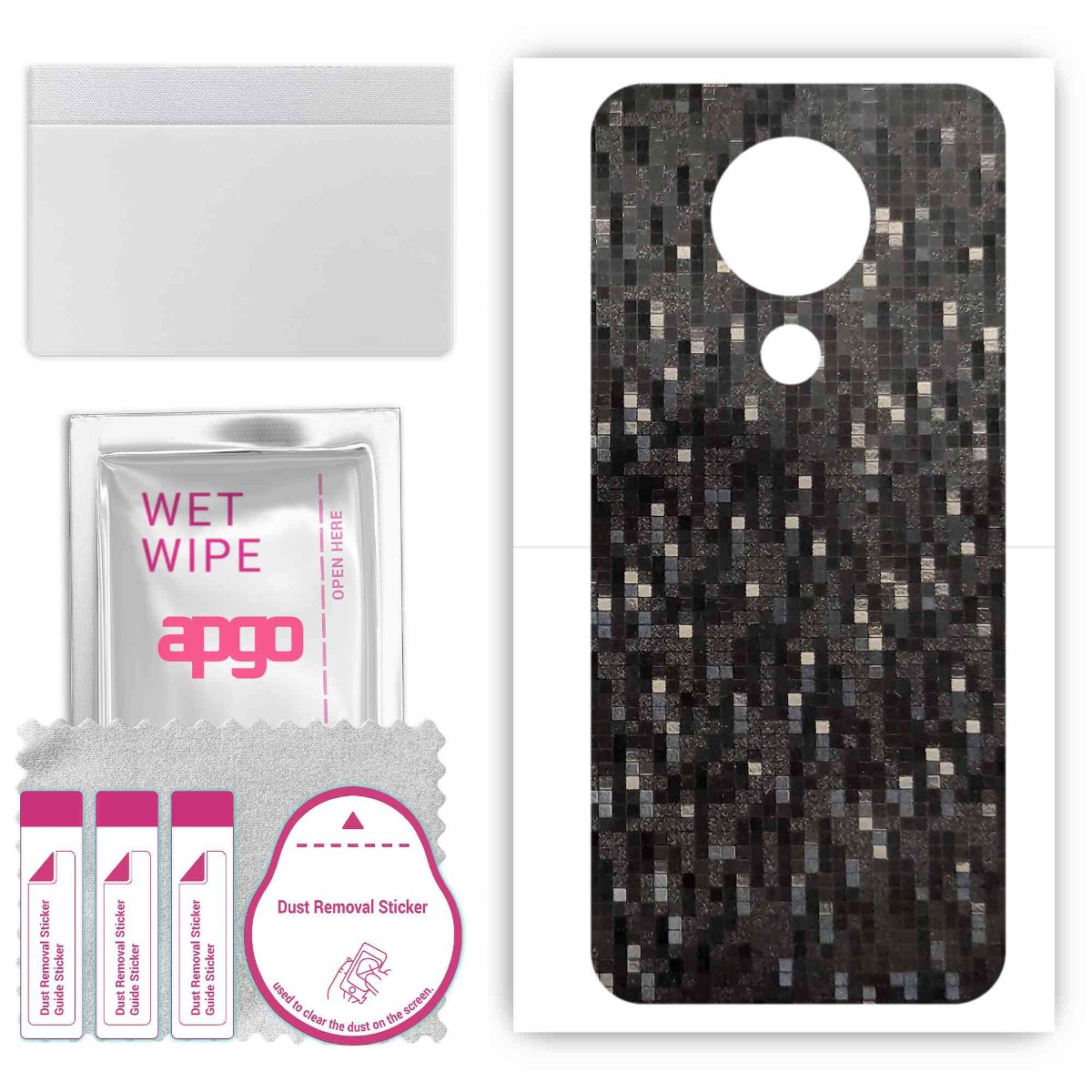 Folia naklejka skórka strukturalna na TYŁ do Nokia 3.4 -  Carbon Pixel Czarny - apgo SKINS