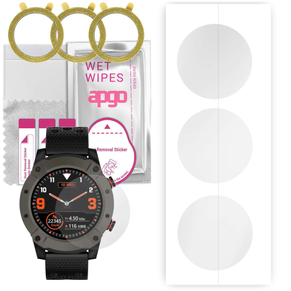 3x Folia hydrożelowa do Bemi Highlander HL1 - apgo Smartwatch Hydrogel Protection Ochrona na ekran smartwatcha