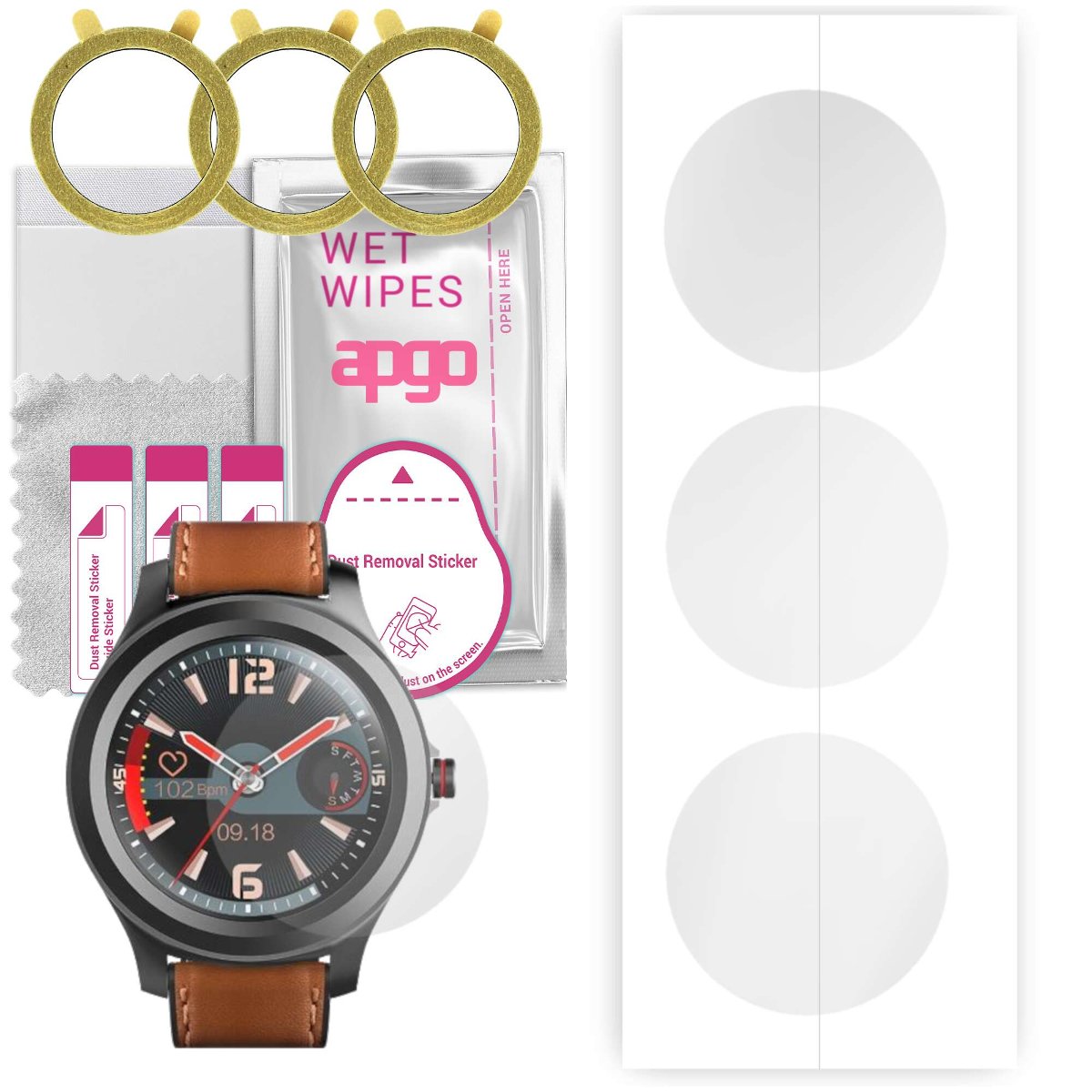 3x Folia hydrożelowa do Bemi Rider RD1 - apgo Smartwatch Hydrogel Protection Ochrona na ekran smartwatcha