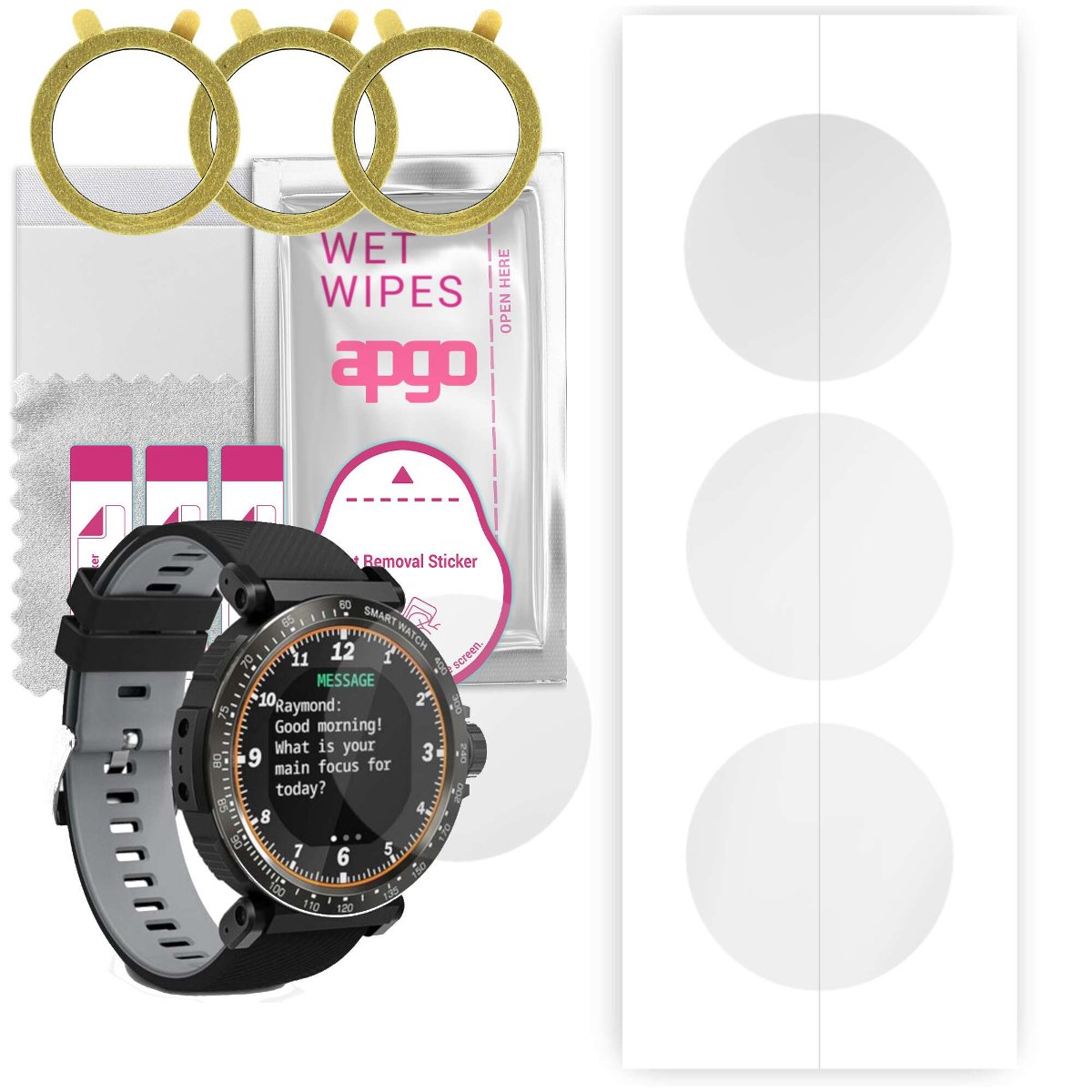 3x Folia hydrożelowa do BlitzWolf BW-AT1 - apgo Smartwatch Hydrogel Protection Ochrona na ekran smartwatcha