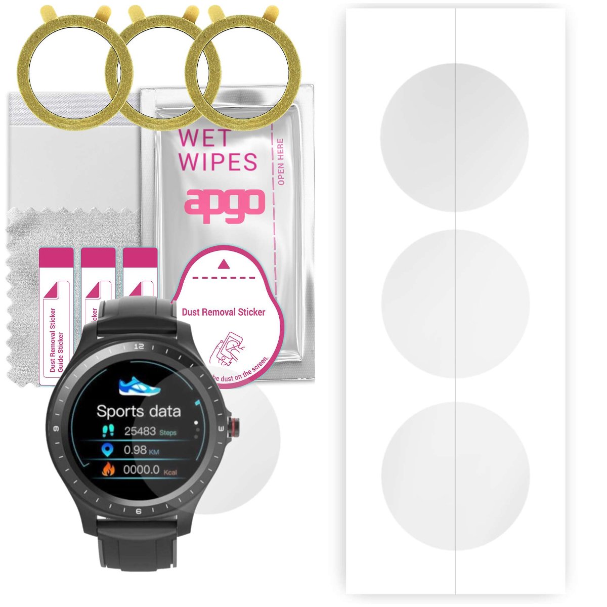 3x Folia hydrożelowa do BlitzWolf BW-HL2 - apgo Smartwatch Hydrogel Protection Ochrona na ekran smartwatcha