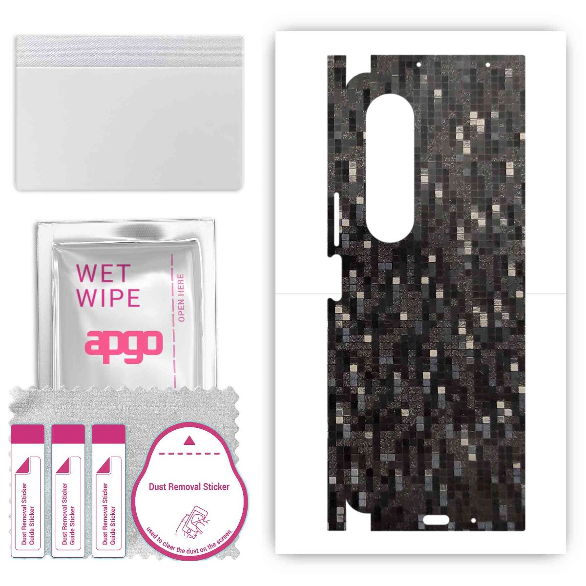 Folia naklejka skórka strukturalna na TYŁ+BOKI do Samsung Galaxy Z Fold4 -  Carbon Pixel Czarny - apgo SKINS