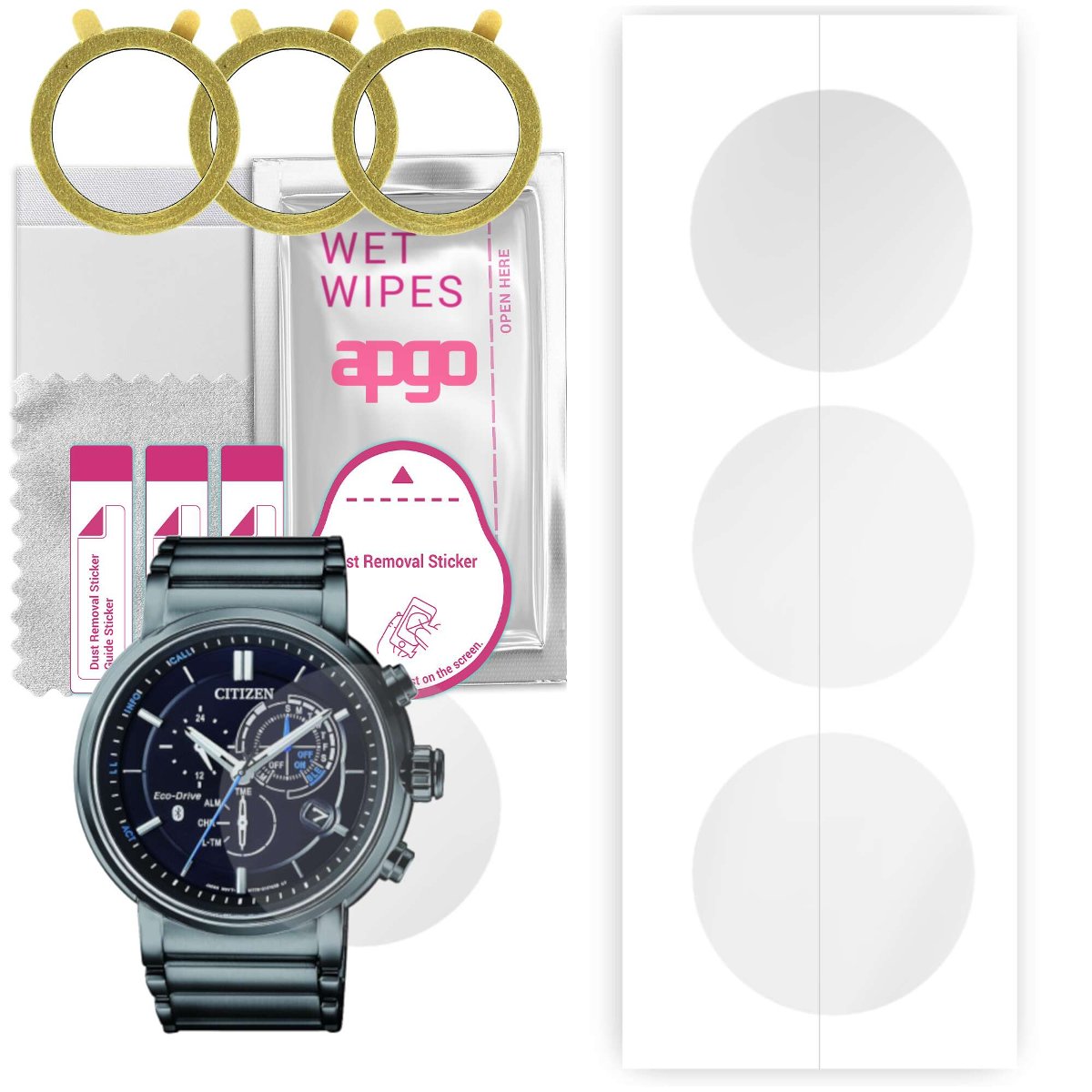 3x Folia hydrożelowa do Citizen BZ1006-82E - apgo Smartwatch Hydrogel Protection Ochrona na ekran smartwatcha