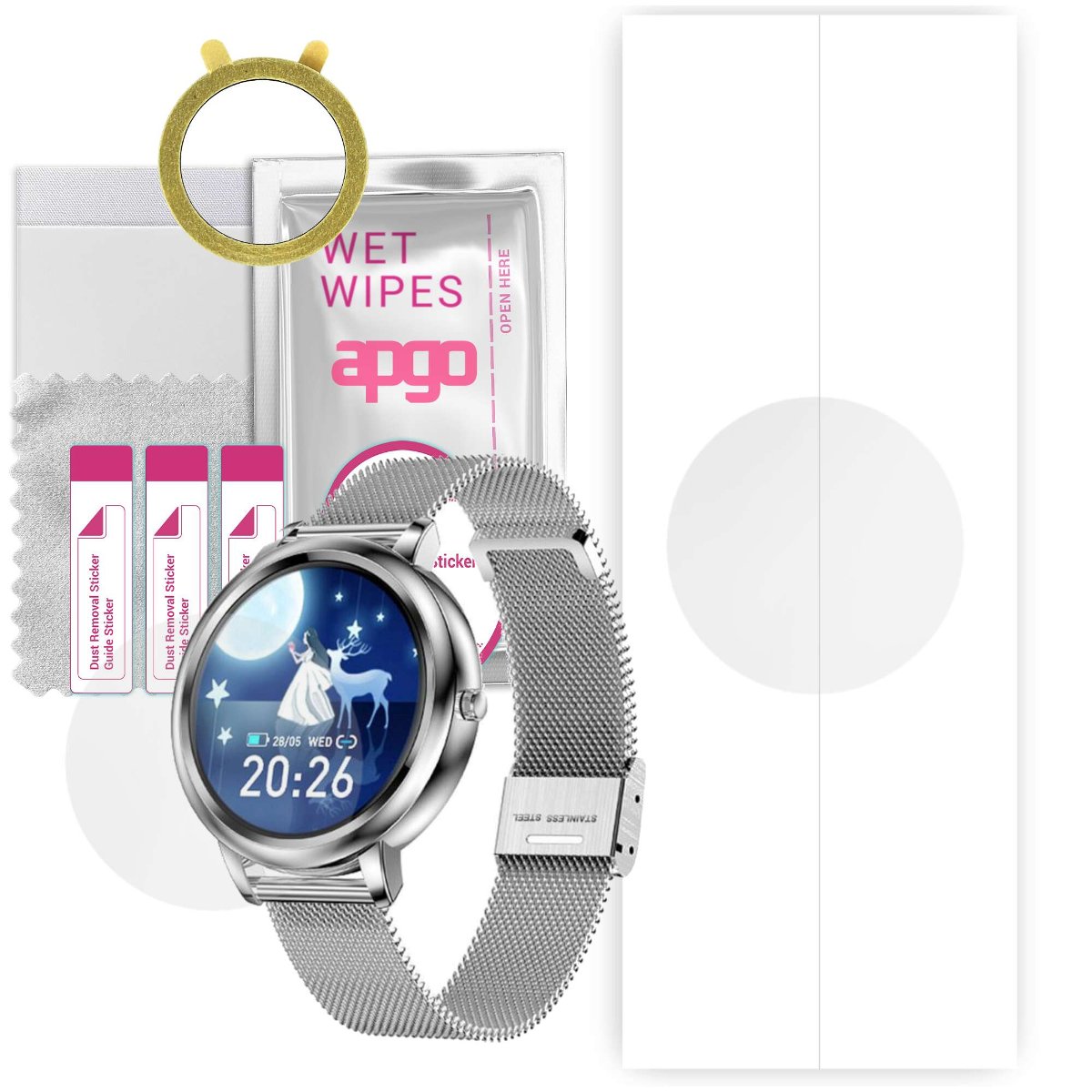 1x Folia hydrożelowa do Pacific Silver PC00157 - apgo Smartwatch Hydrogel Protection Ochrona na ekran smartwatcha