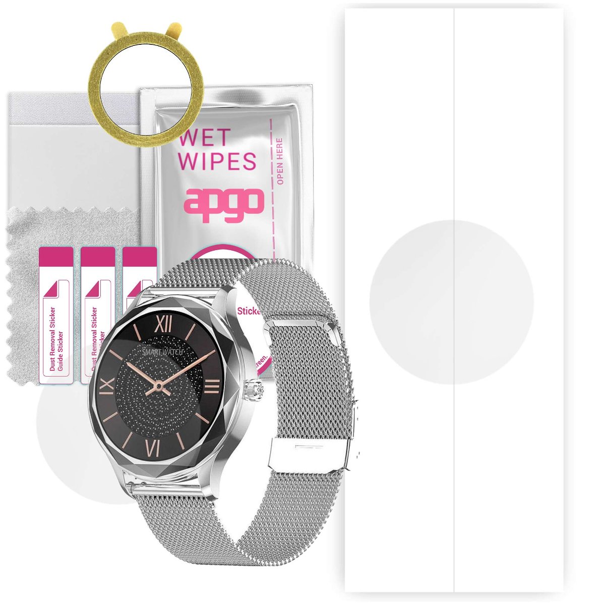 1x Folia hydrożelowa do Pacific Silver PC00152 - apgo Smartwatch Hydrogel Protection Ochrona na ekran smartwatcha