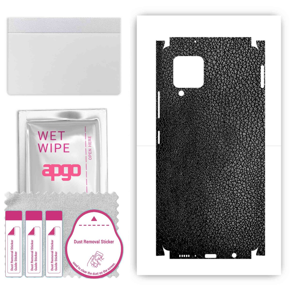 Folia naklejka skórka strukturalna na TYŁ+BOKI do Samsung Galaxy A42 5G -  Skóra Czarna - apgo SKINS