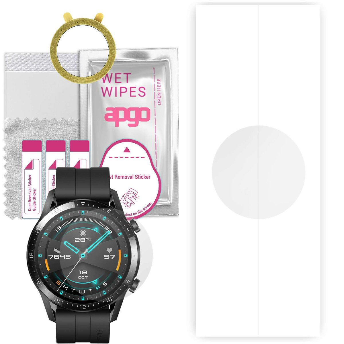 1x Folia hydrożelowa do Huawei Watch GT - apgo Smartwatch Hydrogel Protection Ochrona na ekran smartwatcha