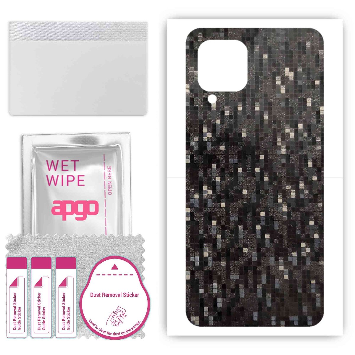 Folia naklejka skórka strukturalna na TYŁ do Samsung Galaxy M22 -  Carbon Pixel Czarny - apgo SKINS