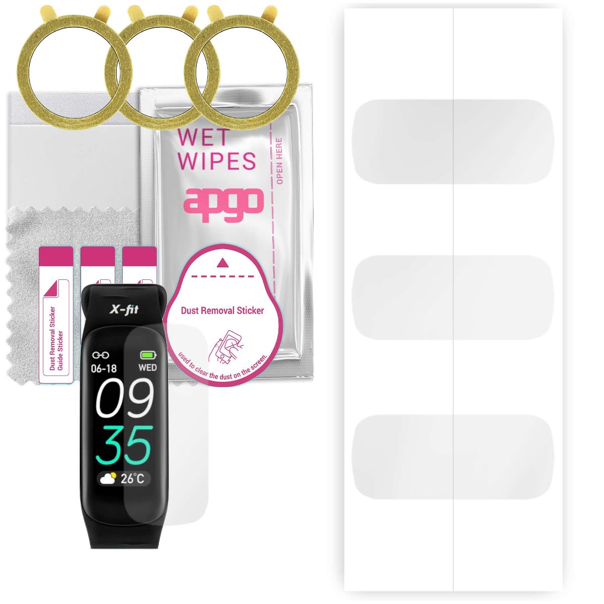 3x Folia hydrożelowa do Niceboy X-fit Plus - apgo Smartwatch Hydrogel Protection Ochrona na ekran smartwatcha