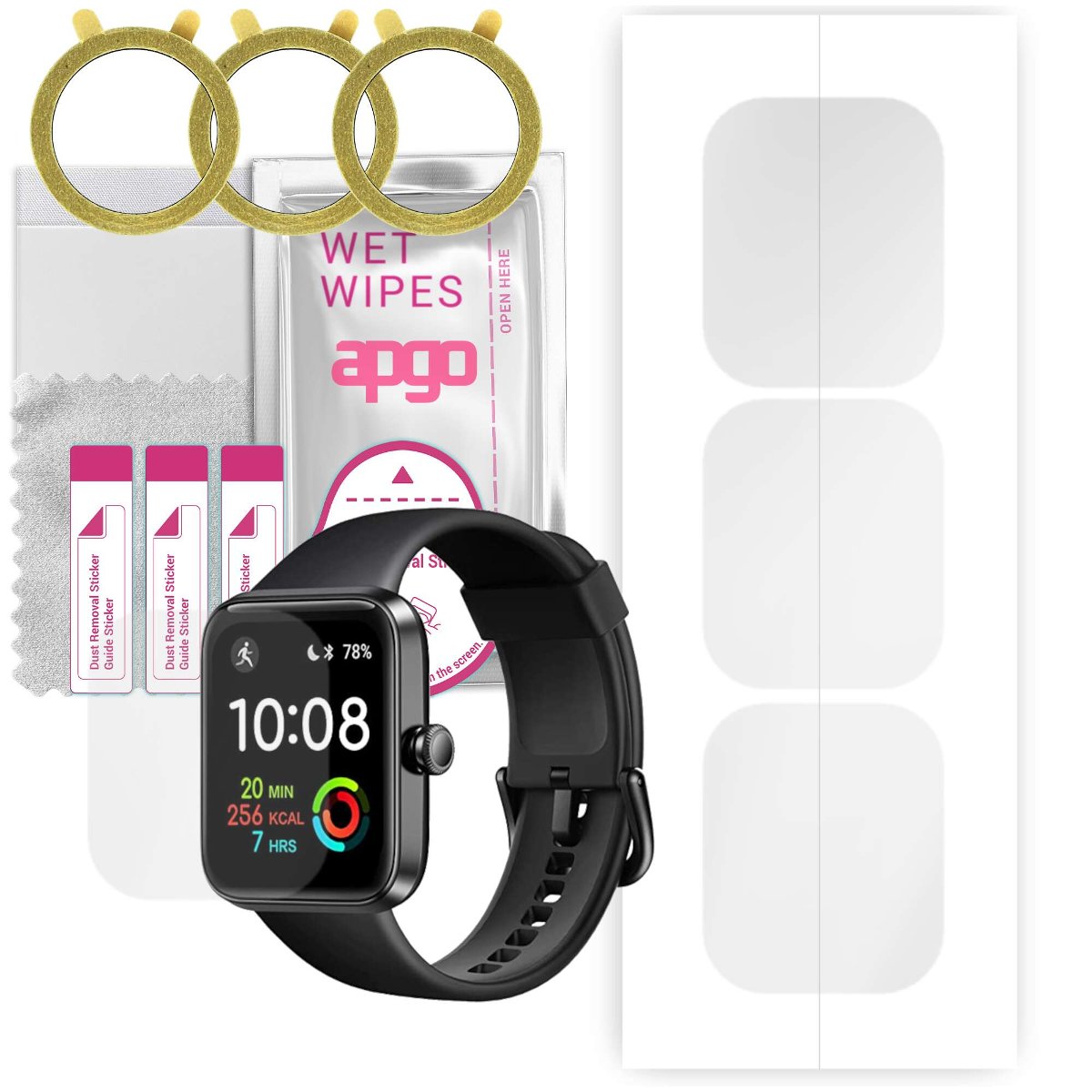 3x Folia hydrożelowa do Aeac ID207  - apgo Smartwatch Hydrogel Protection Ochrona na ekran smartwatcha