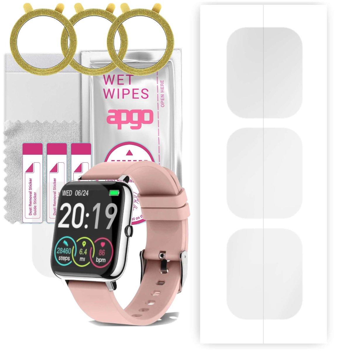3x Folia hydrożelowa do Bedee P22  - apgo Smartwatch Hydrogel Protection Ochrona na ekran smartwatcha