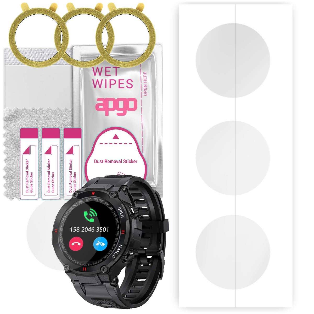 3x Folia hydrożelowa do CyberDyer DWTC21 men  - apgo Smartwatch Hydrogel Protection Ochrona na ekran smartwatcha