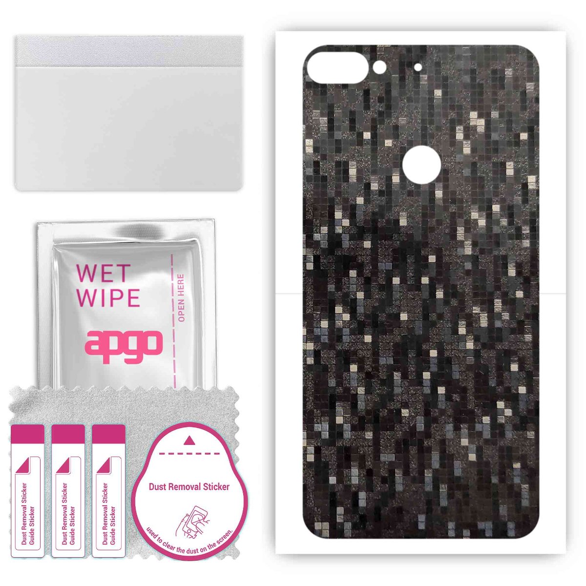 Folia naklejka skórka strukturalna na TYŁ do HTC Desire 12 Plus -  Carbon Pixel Czarny - apgo SKINS