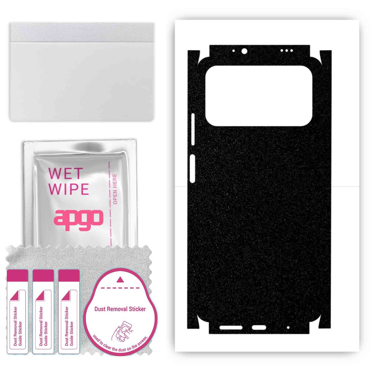 Folia naklejka skórka strukturalna na TYŁ+BOKI do Xiaomi Poco M3 -  Czarny Pastel Matowy Chropowaty Baranek - apgo SKINS