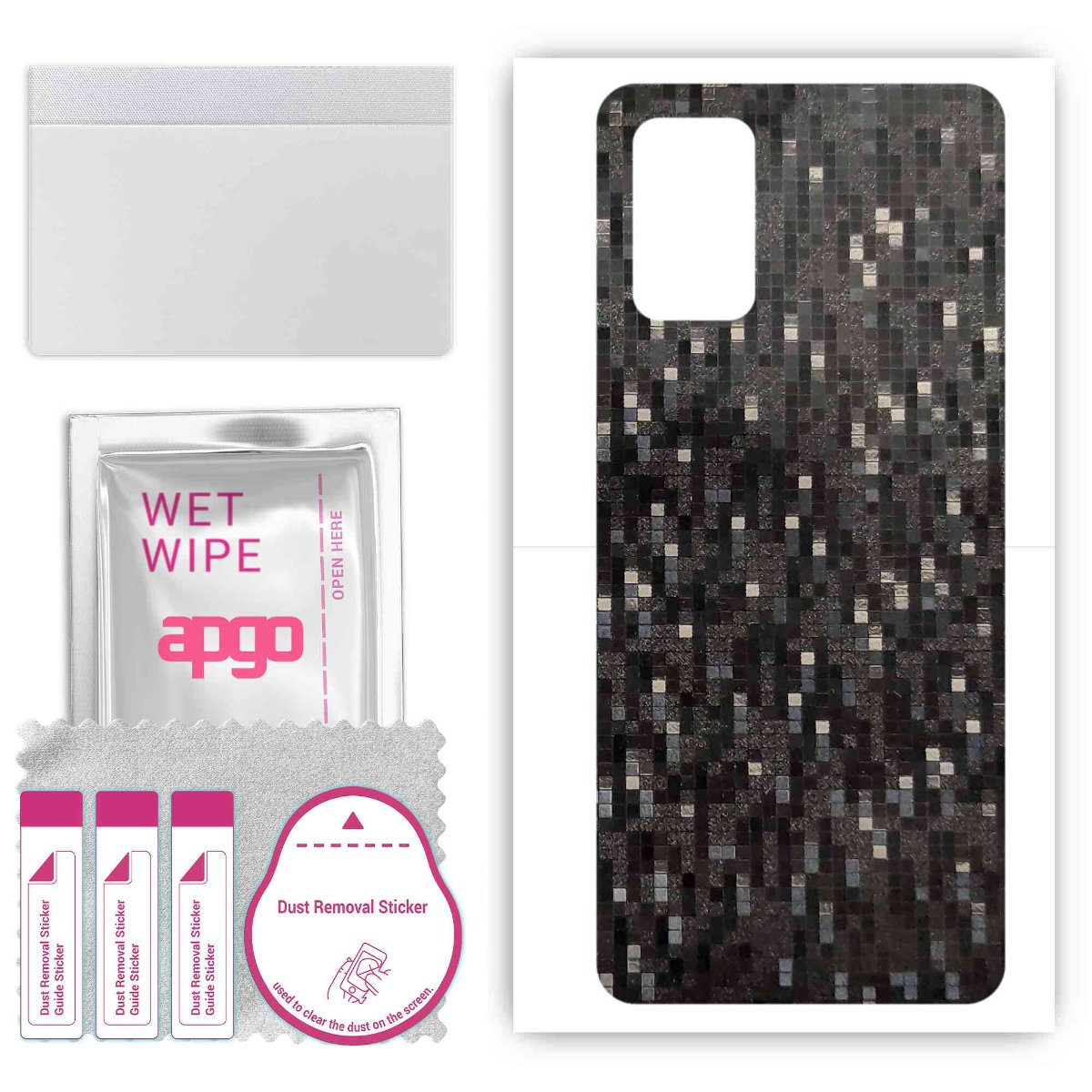 Folia naklejka skórka strukturalna na TYŁ do Samsung Galaxy F52 5G  -  Carbon Pixel Czarny - apgo SKINS