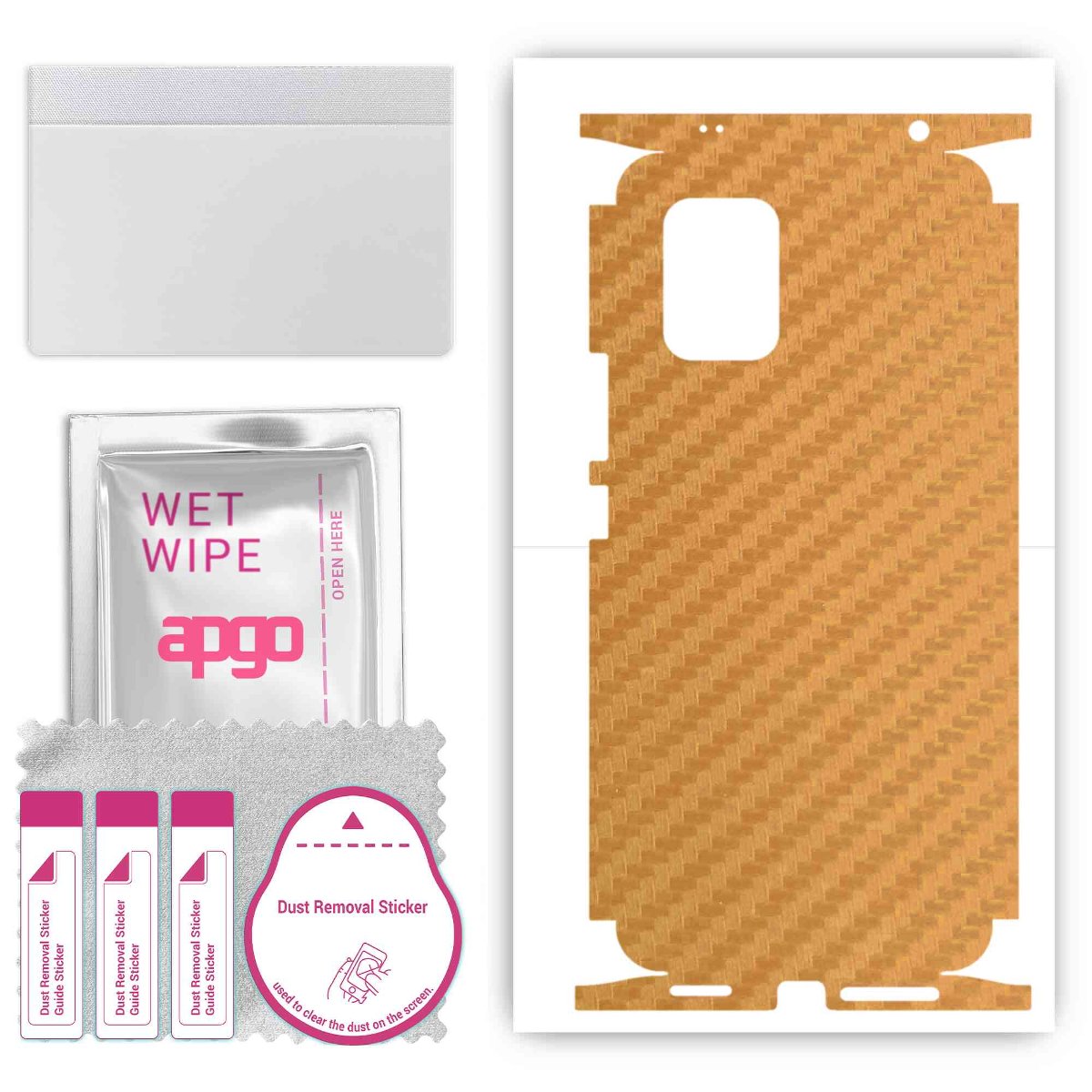 Folia naklejka skórka strukturalna na TYŁ+BOKI do Xiaomi Mi 10 Lite 5G -  Carbon Złoty - apgo SKINS