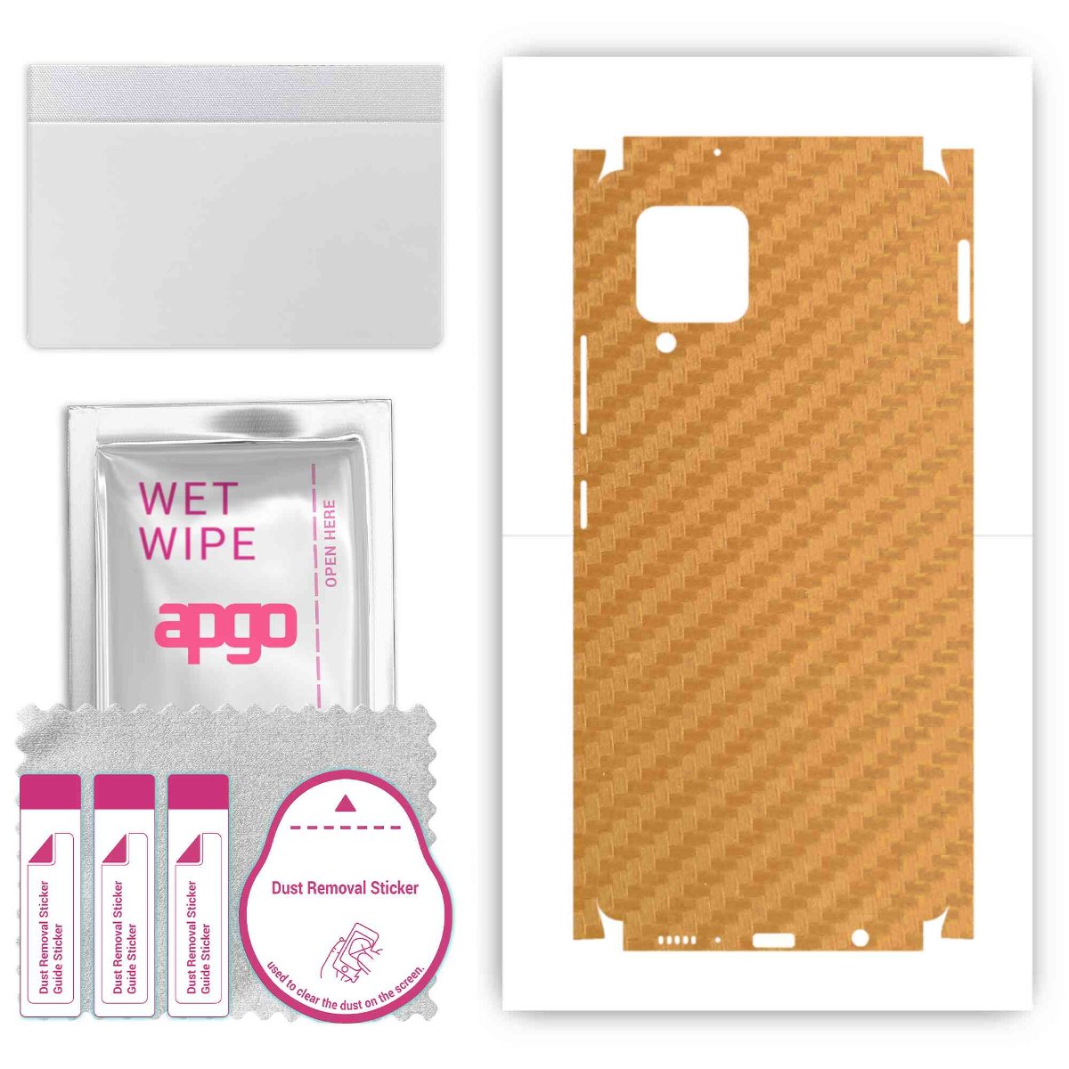 Folia naklejka skórka strukturalna na TYŁ+BOKI do Samsung Galaxy A42 5G -  Carbon Złoty - apgo SKINS