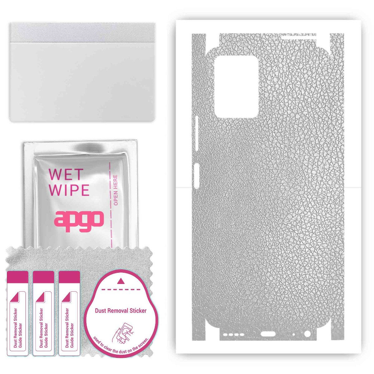 Folia naklejka skórka strukturalna na TYŁ+BOKI do Vivo Y21 2021 -  Skóra Srebrna - apgo SKINS