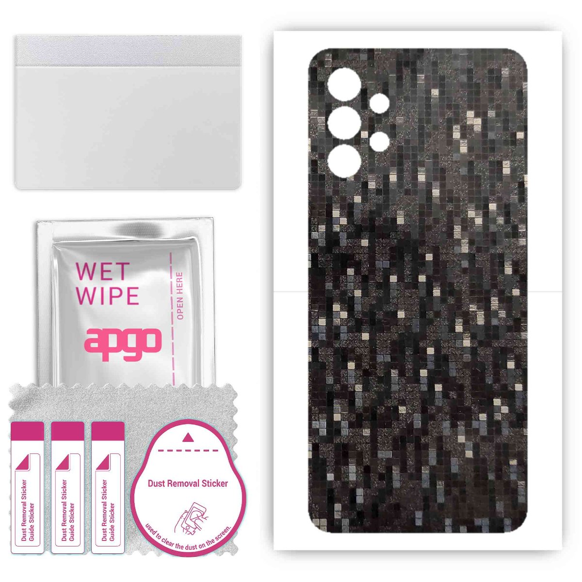 Folia naklejka skórka strukturalna na TYŁ do Samsung Galaxy A32 5G -  Carbon Pixel Czarny - apgo SKINS