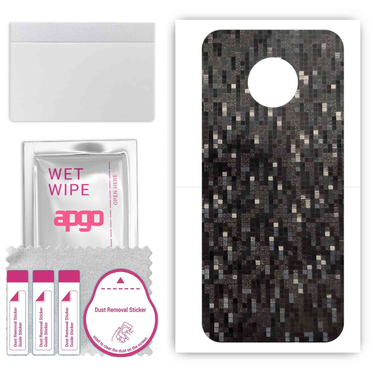 Folia naklejka skórka strukturalna na TYŁ do Motorola Moto G6 Play -  Carbon Pixel Czarny - apgo SKINS