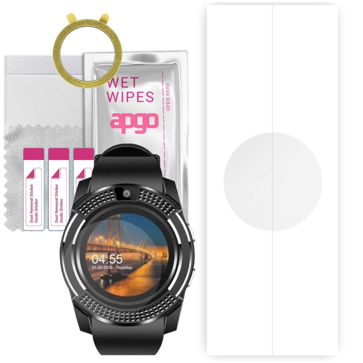 1x Folia hydrożelowa do Smartwatch V8 - apgo Smartwatch Hydrogel Protection Ochrona na ekran smartwatcha