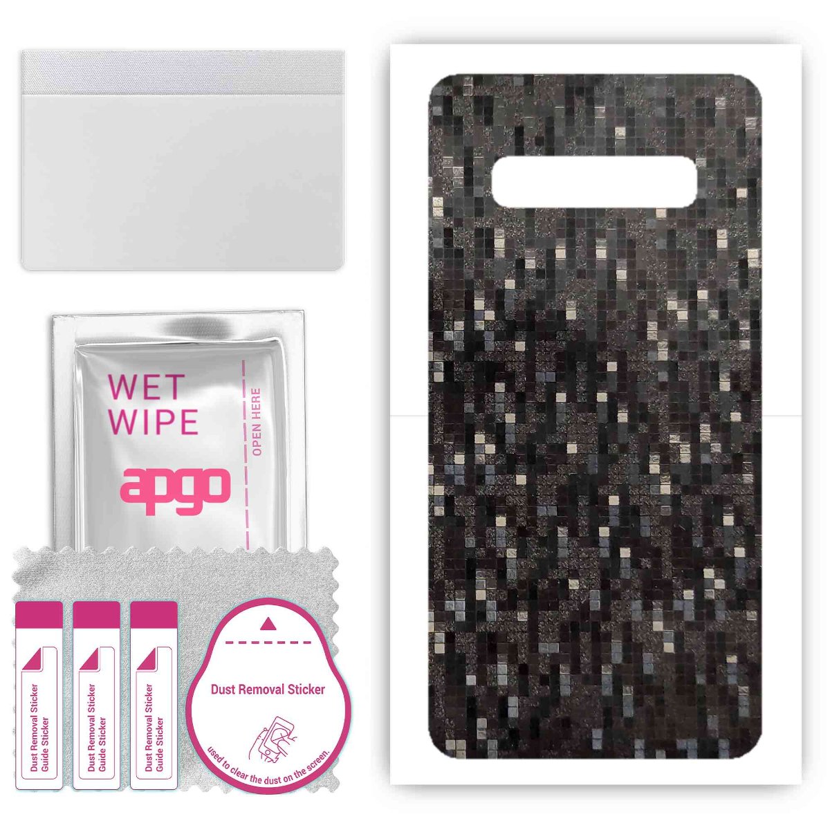 Folia naklejka skórka strukturalna na TYŁ do Samsung Galaxy S10 -  Carbon Pixel Czarny - apgo SKINS