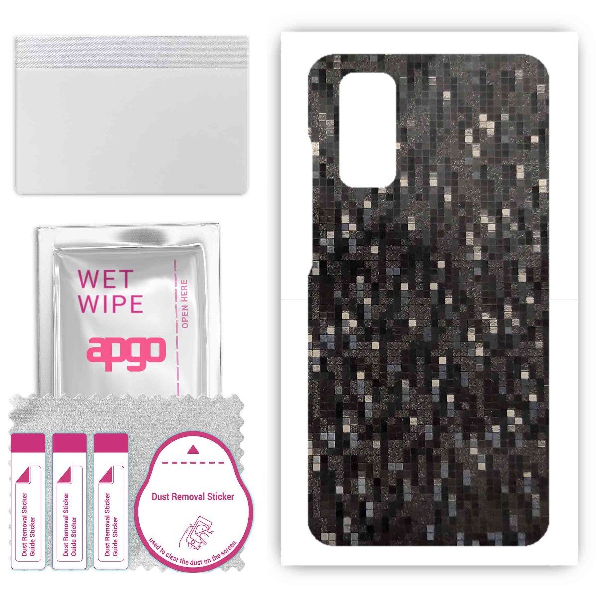 Folia naklejka skórka strukturalna na TYŁ do Samsung Galaxy S20 5G UW -  Carbon Pixel Czarny - apgo SKINS