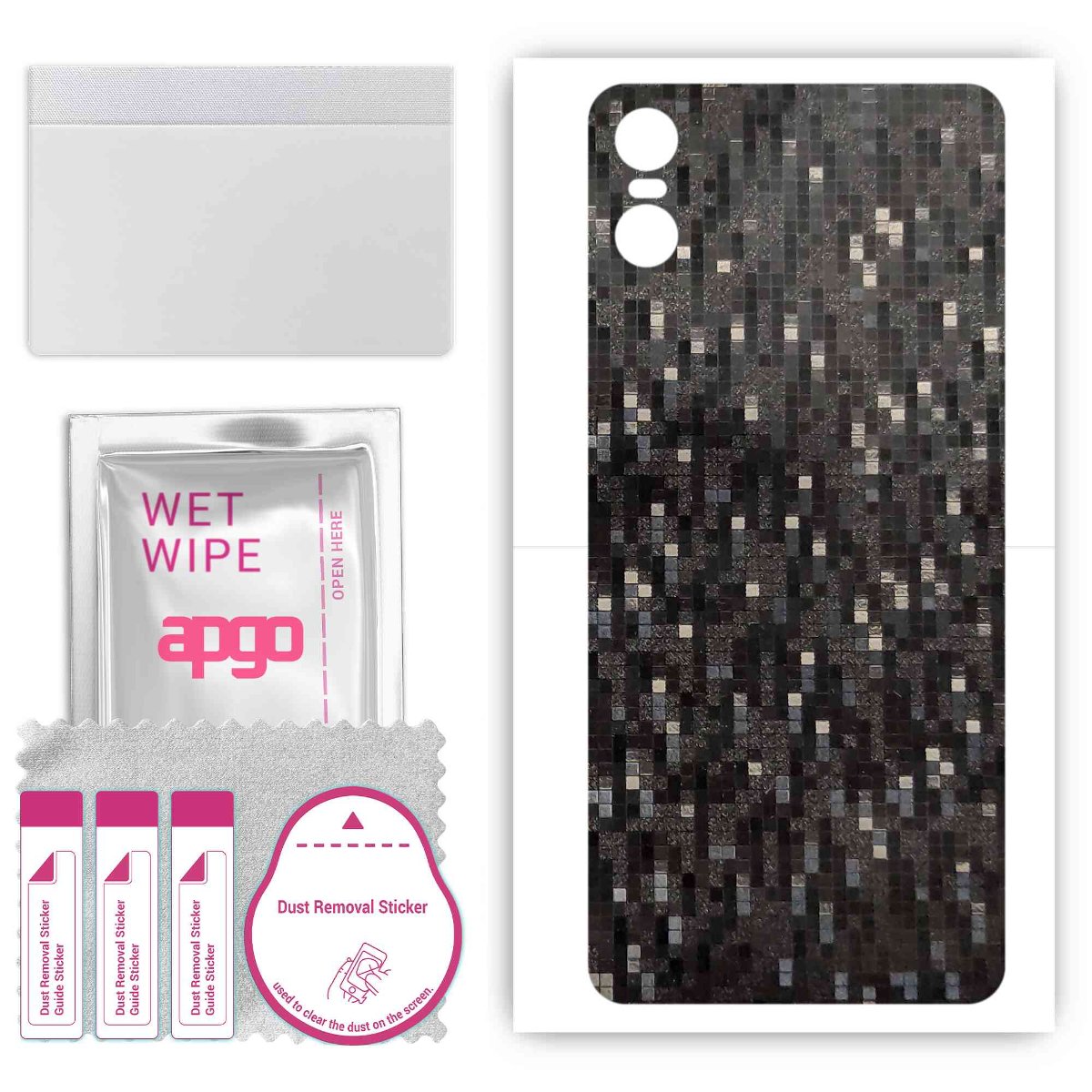 Folia naklejka skórka strukturalna na TYŁ do Motorola One (P30 Play) -  Carbon Pixel Czarny - apgo SKINS