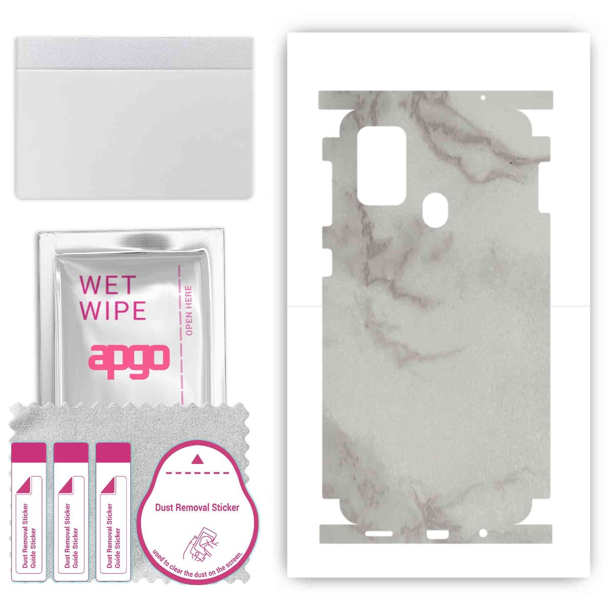 Folia naklejka skórka strukturalna na TYŁ+BOKI do Samsung Galaxy M21s -  Marmur Szary - apgo SKINS