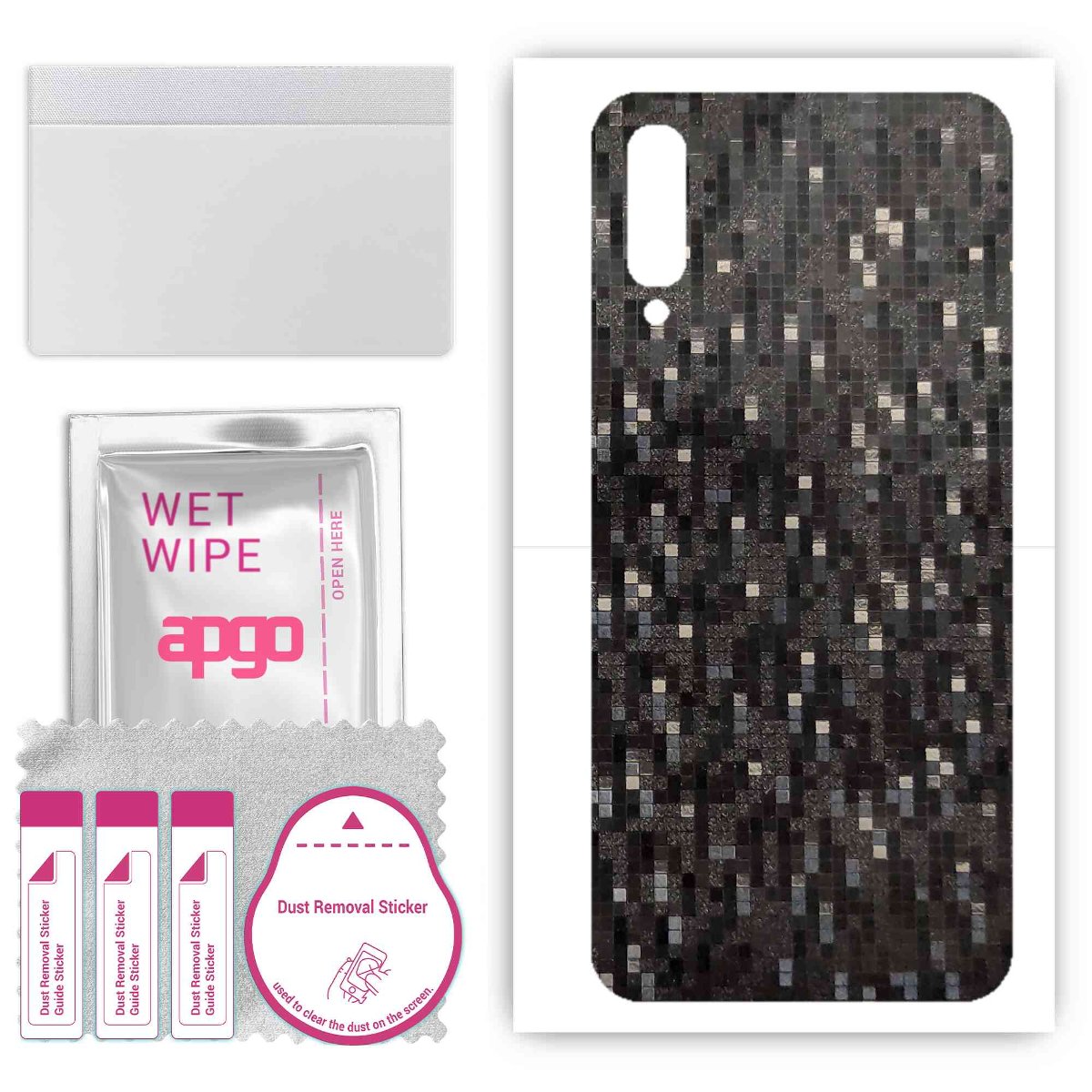 Folia naklejka skórka strukturalna na TYŁ do Samsung Galaxy A70 -  Carbon Pixel Czarny - apgo SKINS
