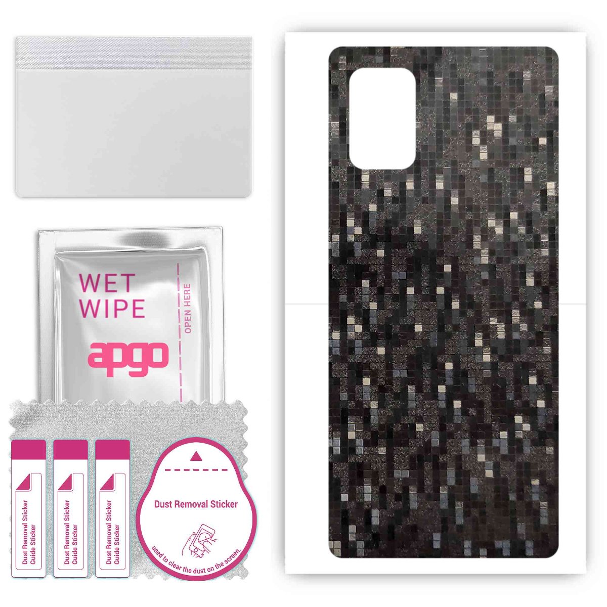 Folia naklejka skórka strukturalna na TYŁ do Samsung Galaxy A71 5G -  Carbon Pixel Czarny - apgo SKINS