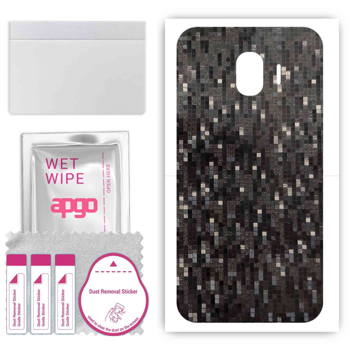 Folia naklejka skórka strukturalna na TYŁ do Samsung Galaxy J4 -  Carbon Pixel Czarny - apgo SKINS