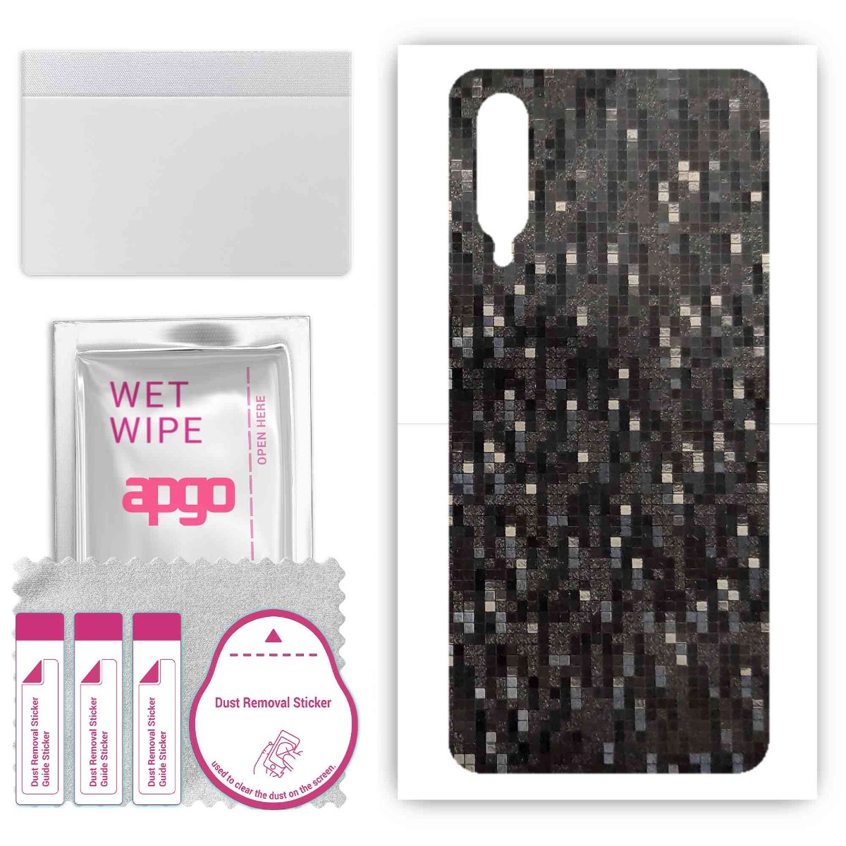 Folia naklejka skórka strukturalna na TYŁ do Xiaomi Mi 9 Lite -  Carbon Pixel Czarny - apgo SKINS