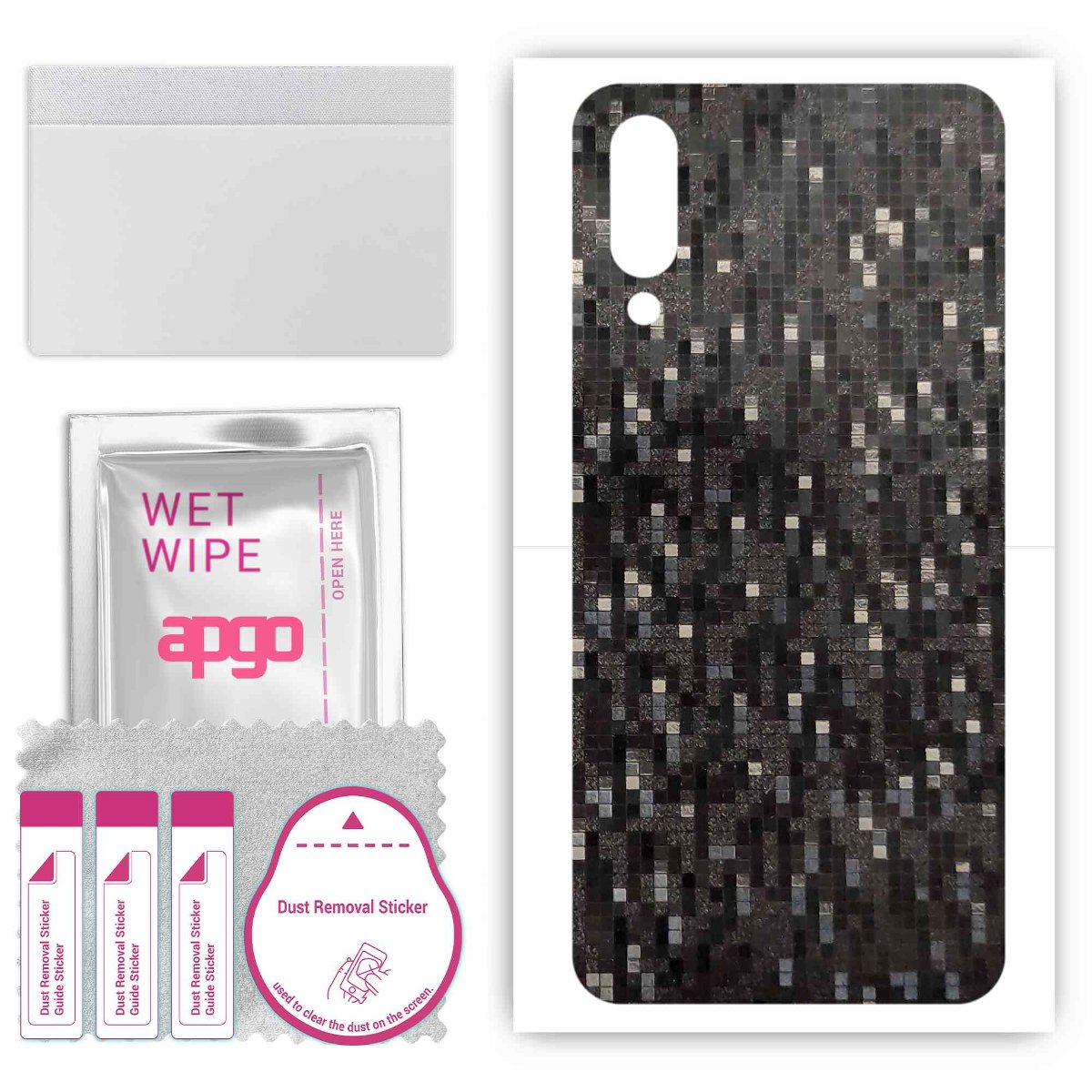 Folia naklejka skórka strukturalna na TYŁ do Xiaomi Mi 9 Pro 5G -  Carbon Pixel Czarny - apgo SKINS